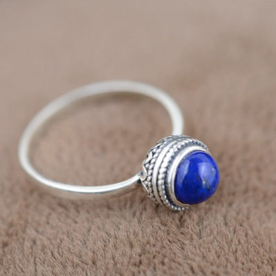 Baroque Lapis Lazuli Silver Ring | Special Design | on sale Natural Stone | Raw Stone Ring | Authentic Lapis Jewelry | Bague En Argent Avec Lapis