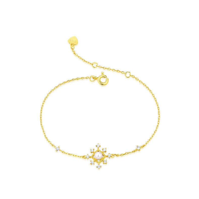 Bracelet en perles naturelles doré avec pendentif étoile