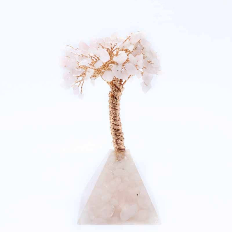 Arbre de Vie en quartz rose, base pyramidale