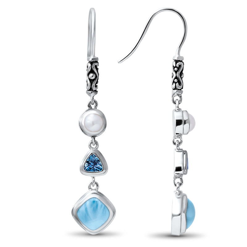 Boucles d'oreilles en argent et pierres de mer naturelles.