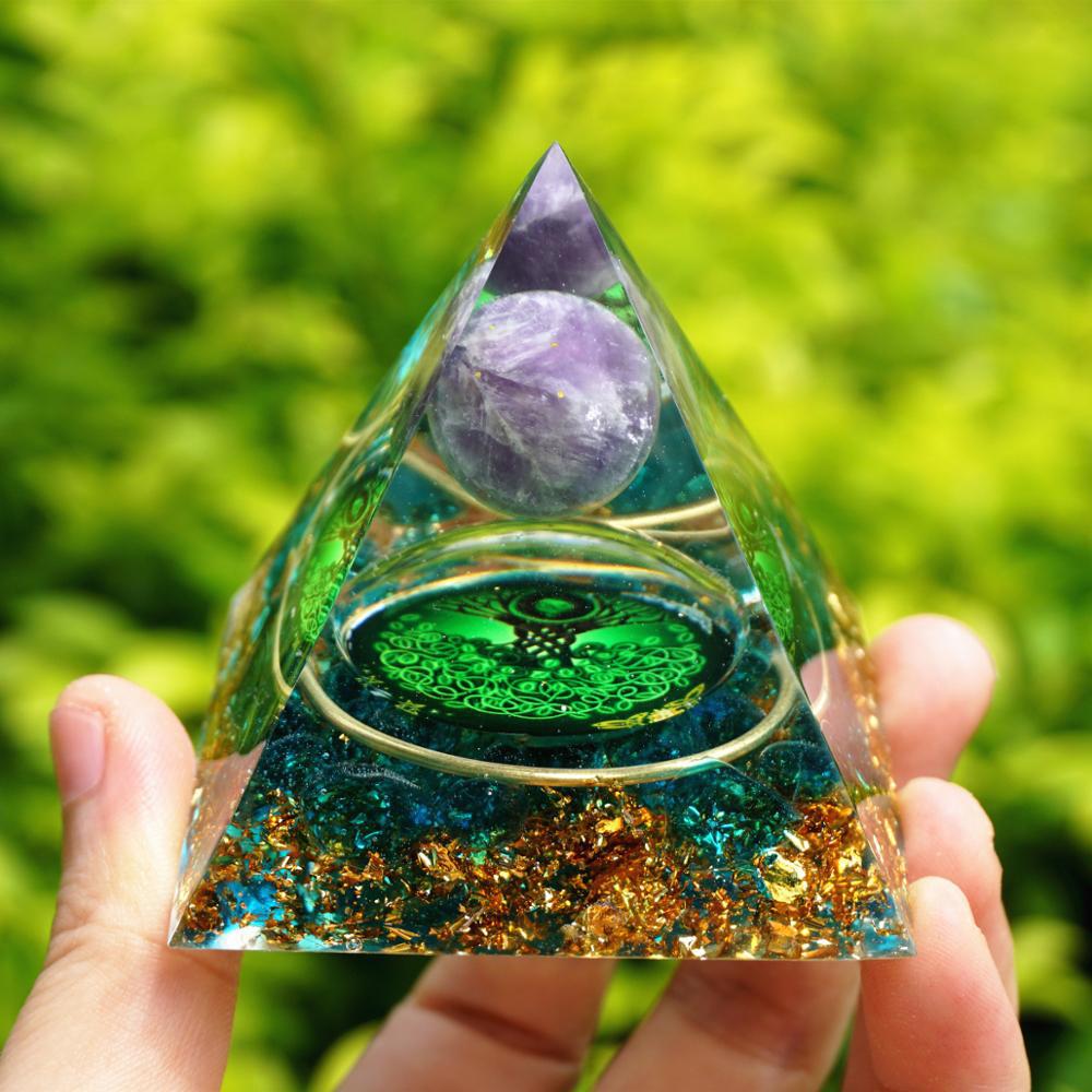 Pyramide Orgonite Arbre de Vie pour équilibre des chakras