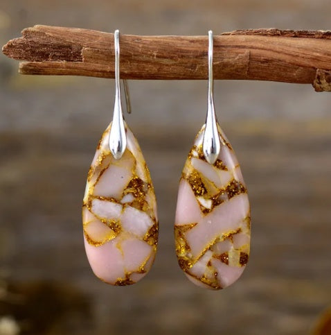 Boucles d’Oreilles Argentées avec Pierres Semi-Précieuses – Bijoux Élégants pour Femmes