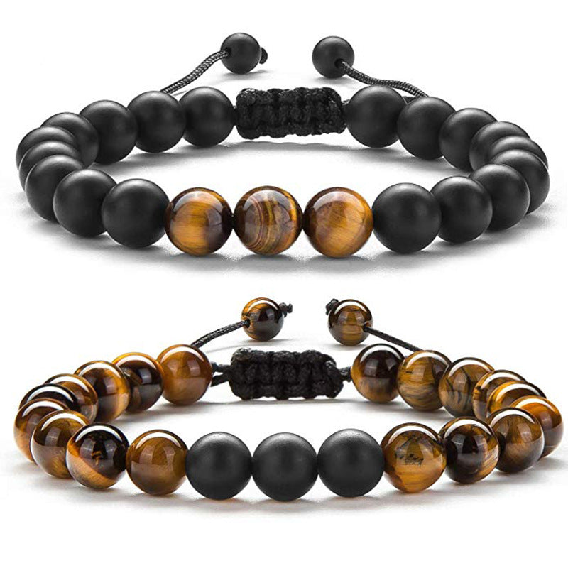 Bracelet mixte œil de tigre et noir, protection et style