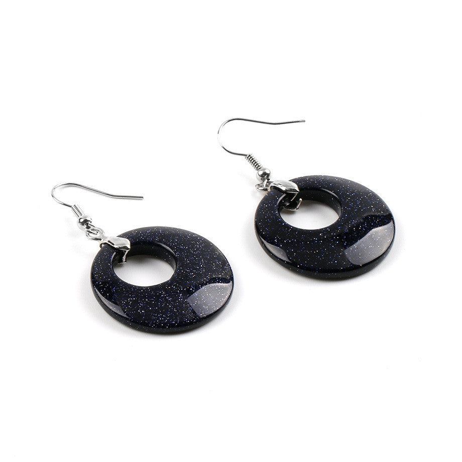 Boucles d'oreilles en agate noire scintillante cristalline