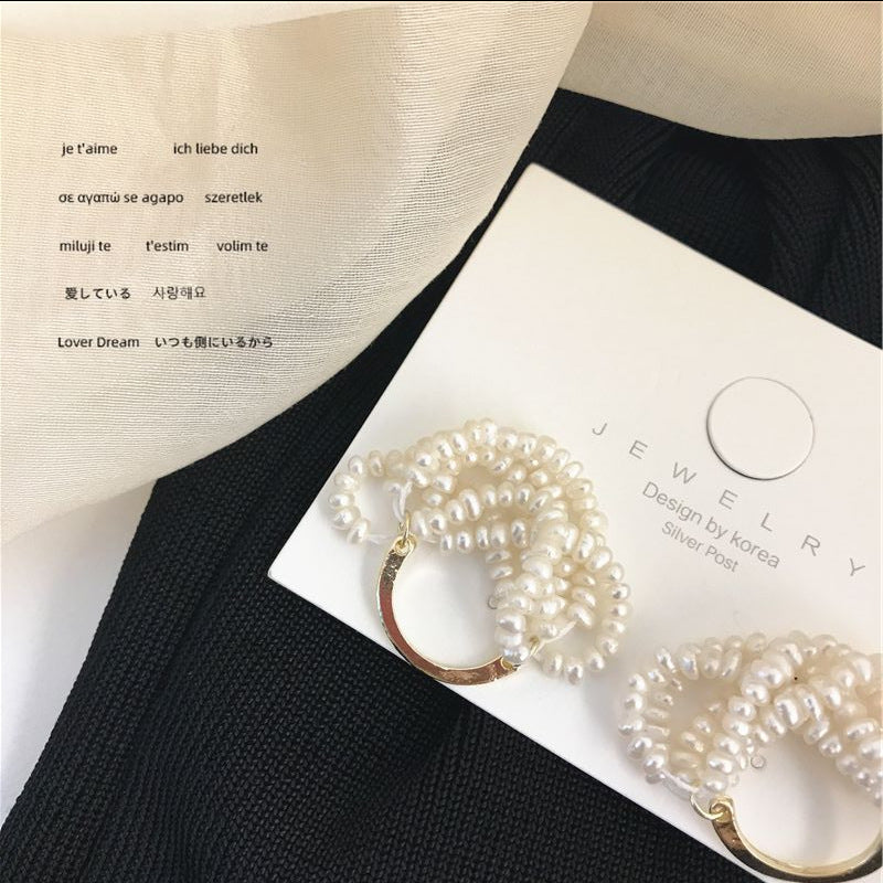 Boucles d'oreilles en perles naturelles avec texte romantique