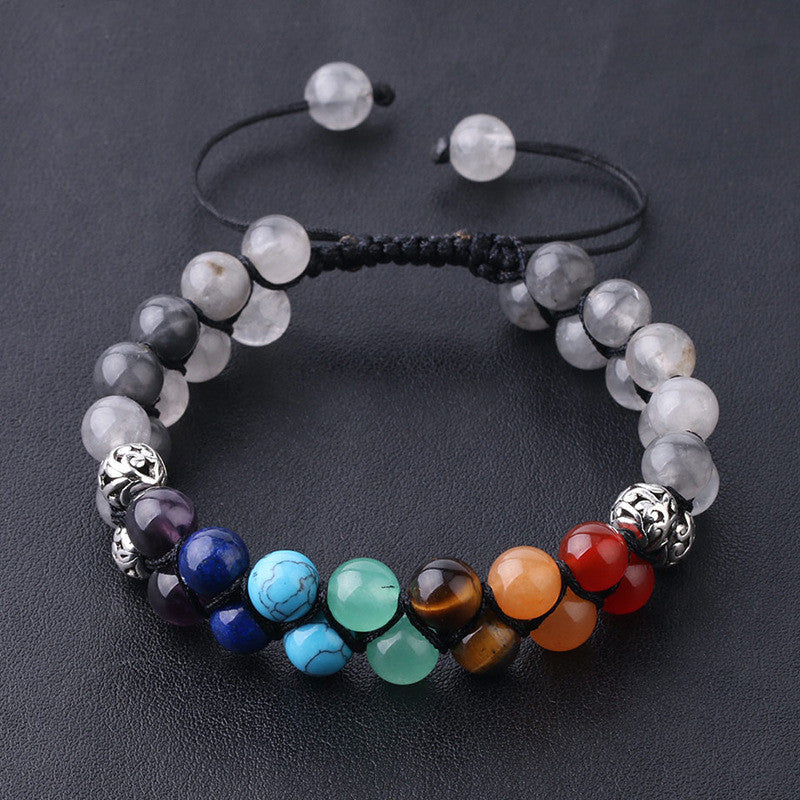 Bracelet en perles transparentes et multicolores, style naturel