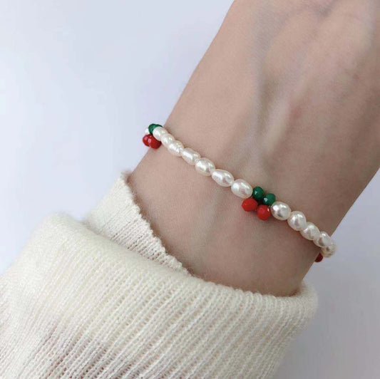 ✨ Bracelet en perle d'eau douce naturelle - Ajoutez une touche de charme fruité à votre style !
