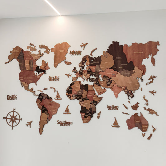 3D World Map Wall Art Large Wall Decoration