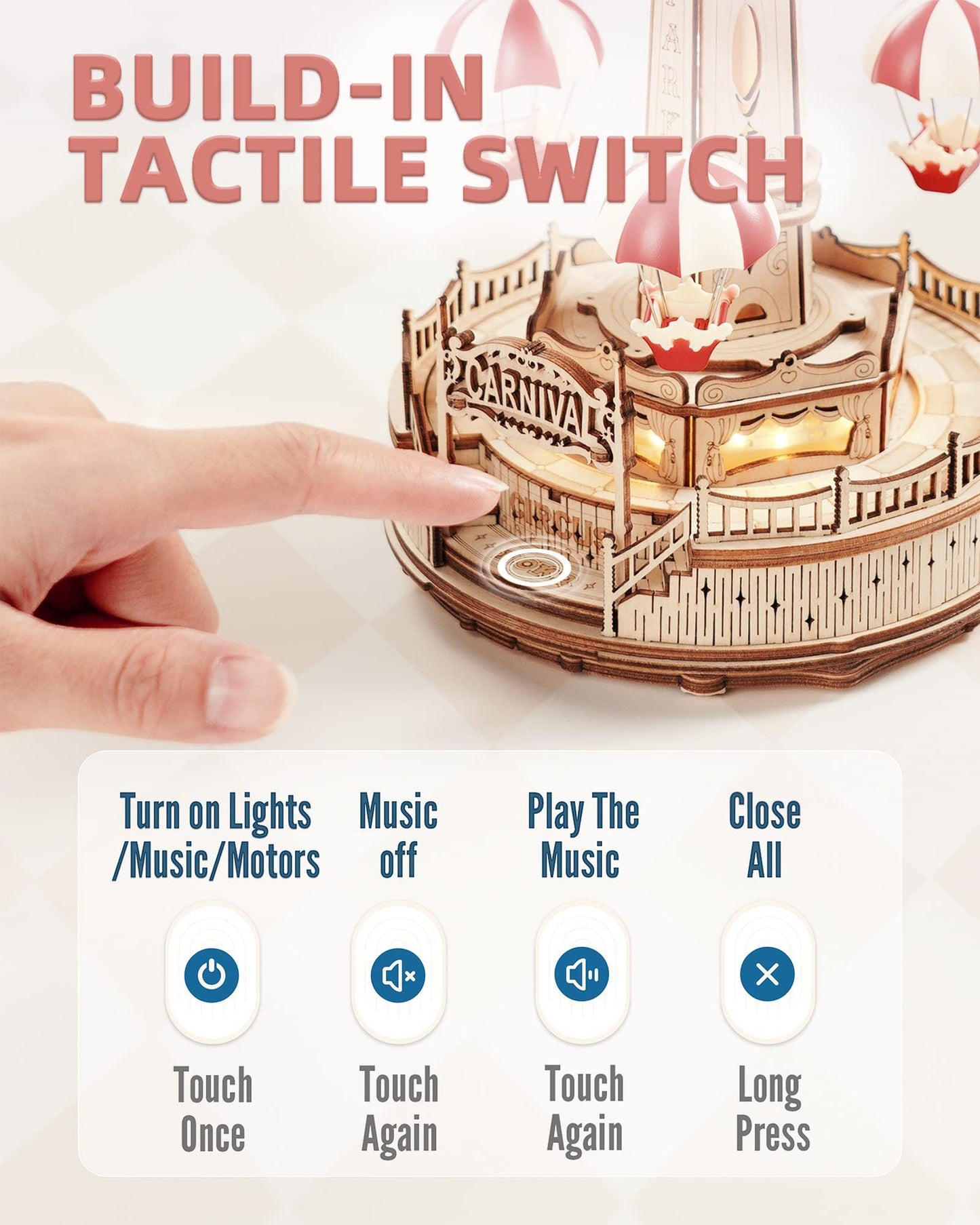 Interrupteur tactile intégré pour musique et lumières