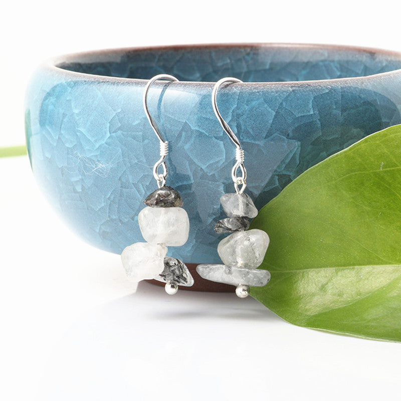 Boucles d'oreilles grises en pierres naturelles
