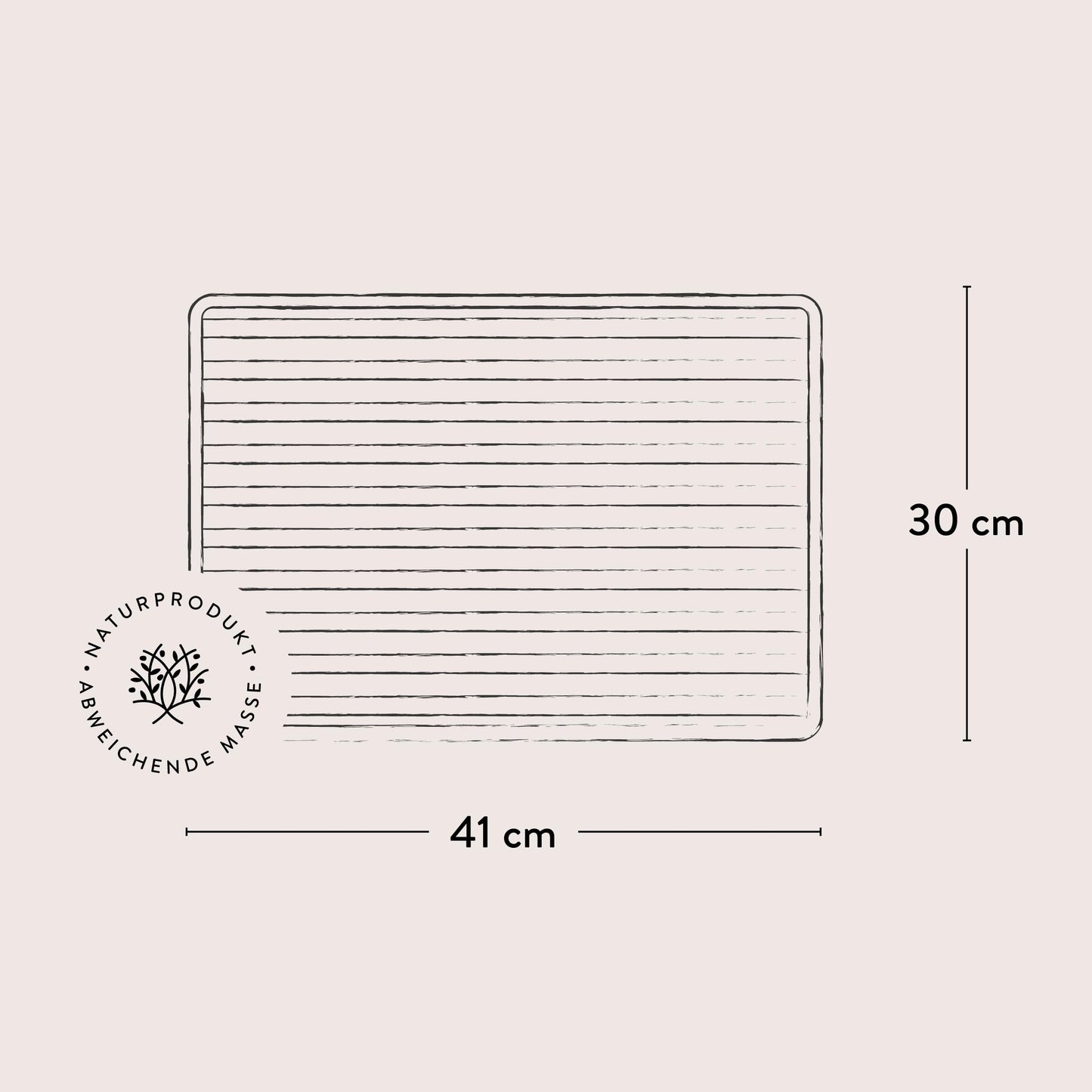 Schéma dimensions planche à pain 41x30 cm avec logo Naturprodukt