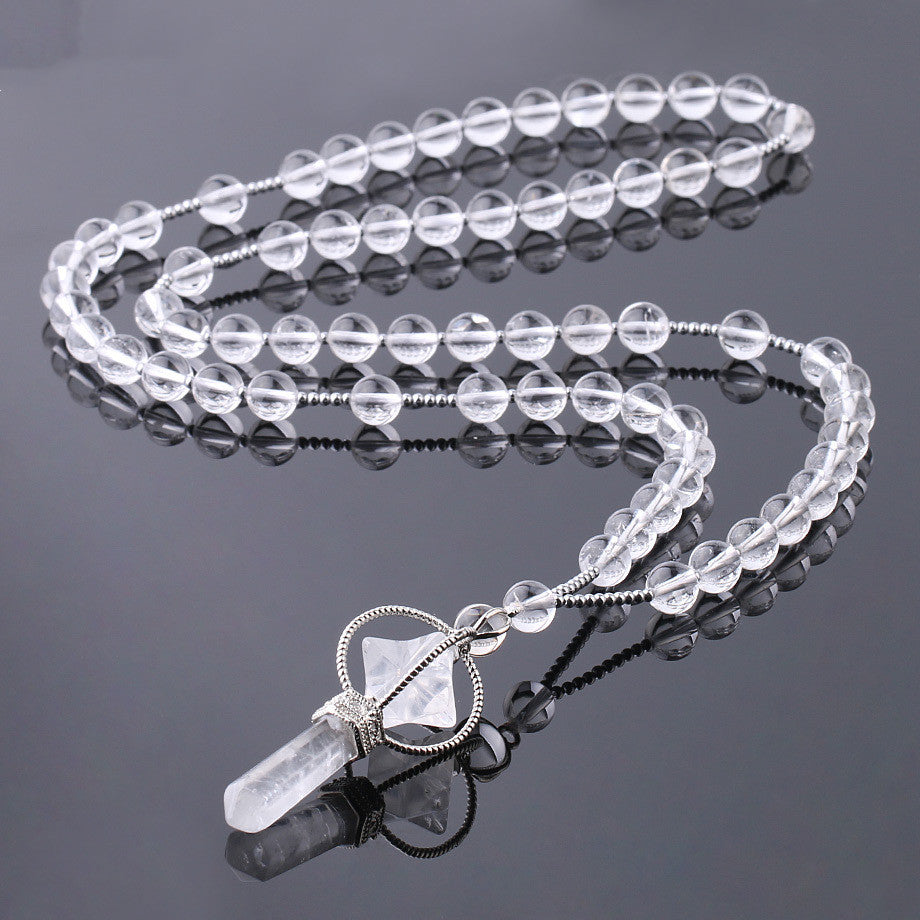 Collier en cristal blanc avec pendentif étoile et pointe
