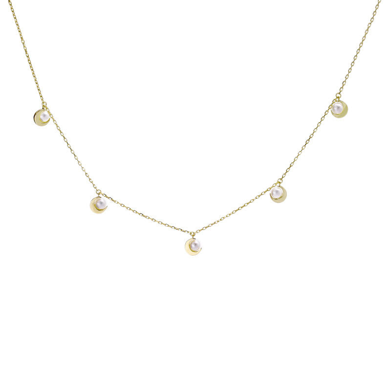 Collier à chaîne claviculaire avec perles naturelles