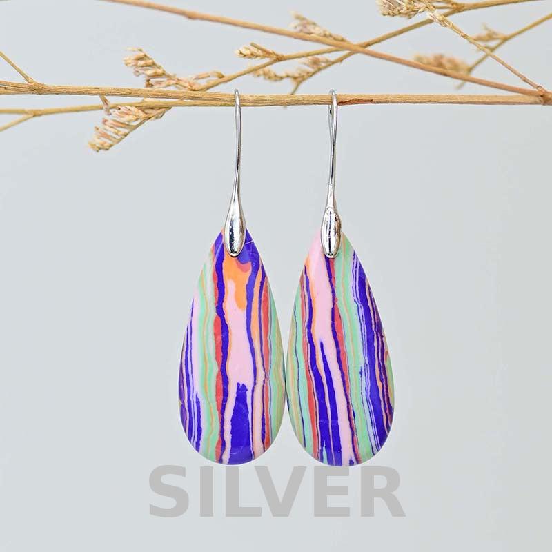 Boucles d'oreilles bohémiennes argentées multicolores