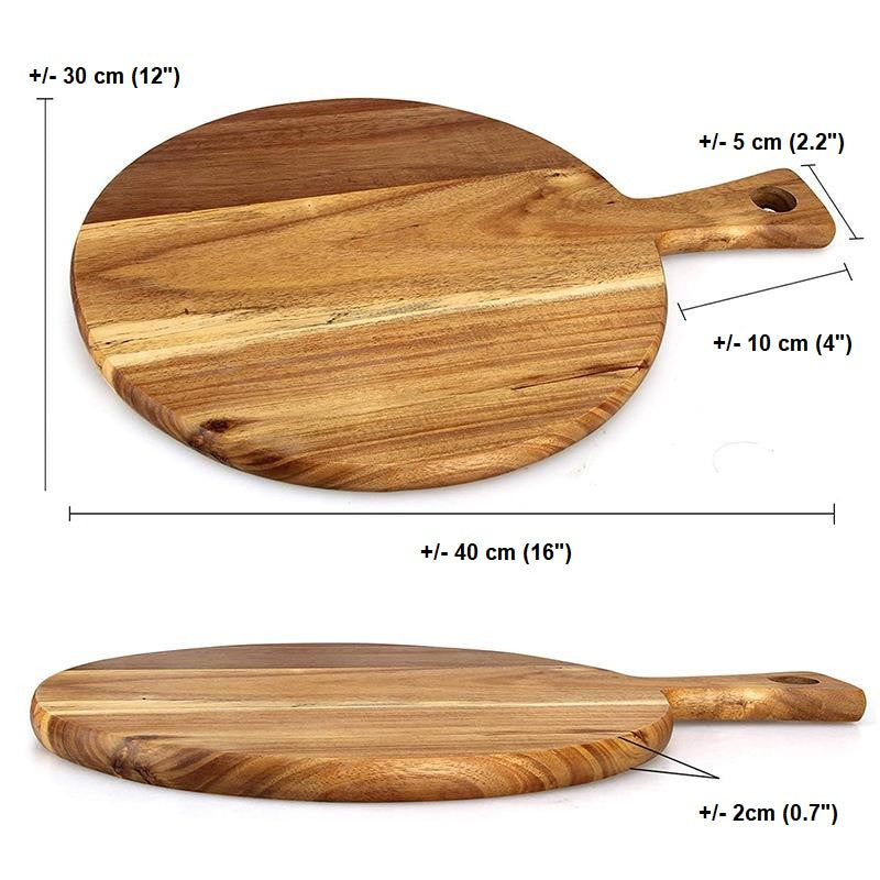 Dimensions de la planche à pizza en bois d'acacia