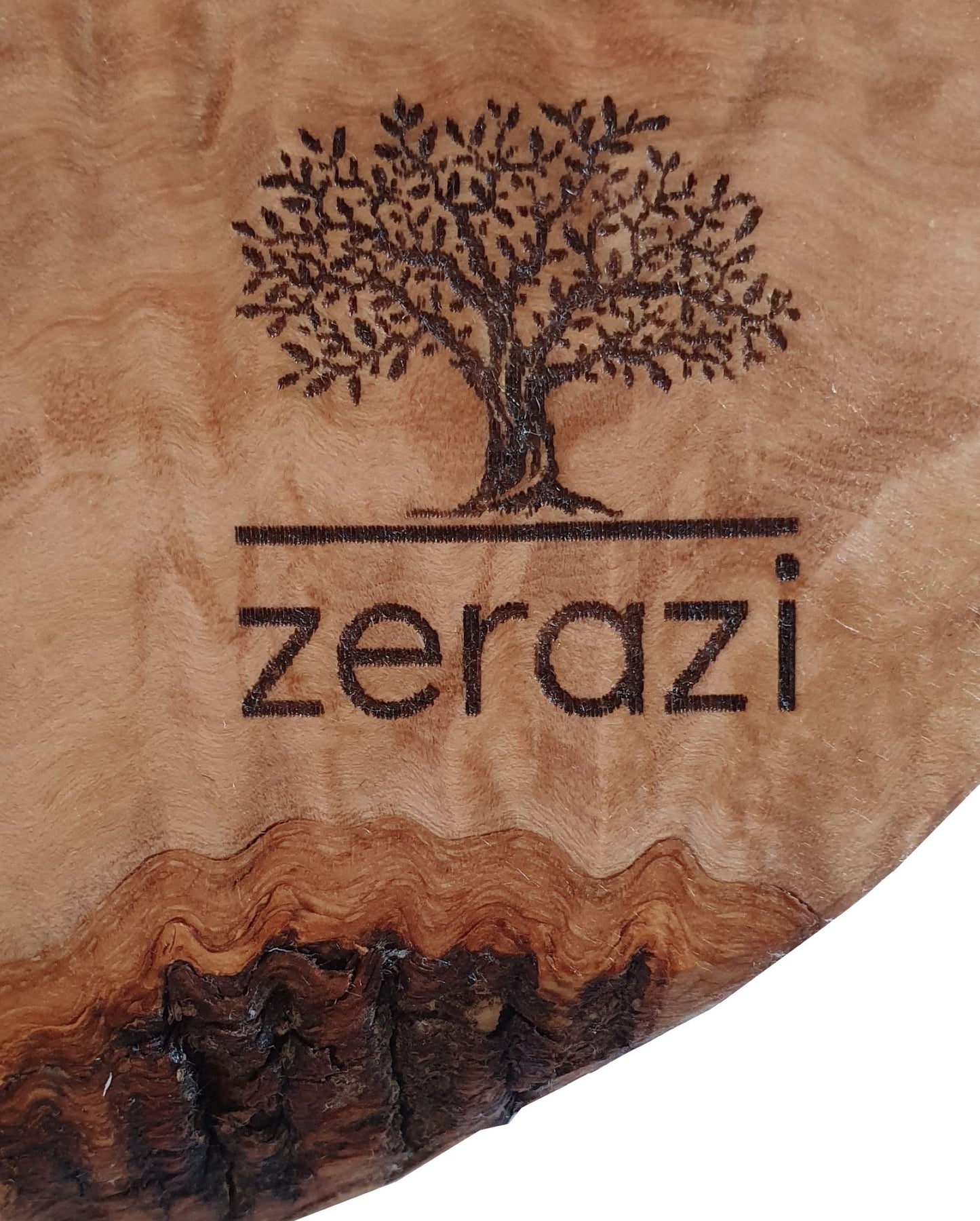 Logo Zerazi gravé sur bois d'olivier.