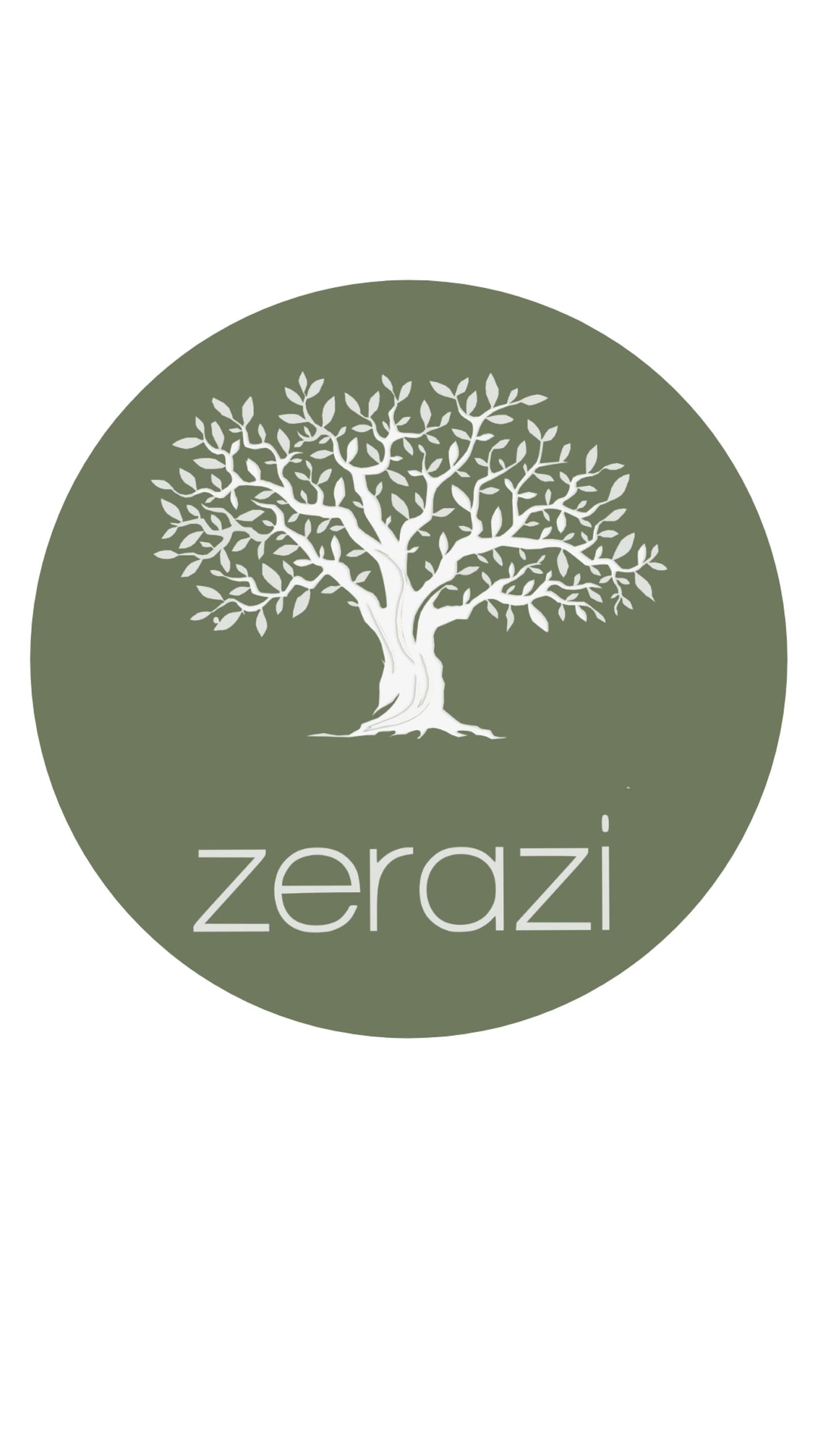Logo Zerazi avec arbre blanc sur fond vert