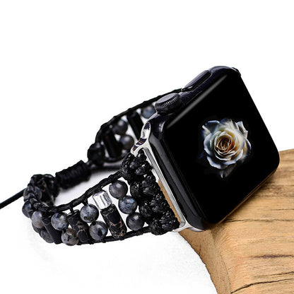 Bracelet de Montre en Pierre Naturelle avec Pierres Étincelantes – Unisexe et Compatible Apple