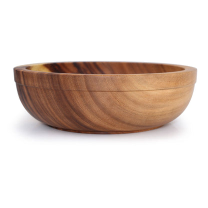 Natural Acacia Wood Tableware Set: Bowls and Plates