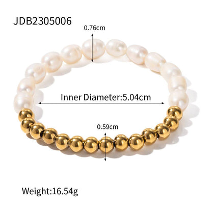 Bracelet Margaux en Perles d'Eau Douce – Acier Inoxydable, Style Tendance pour Femmes