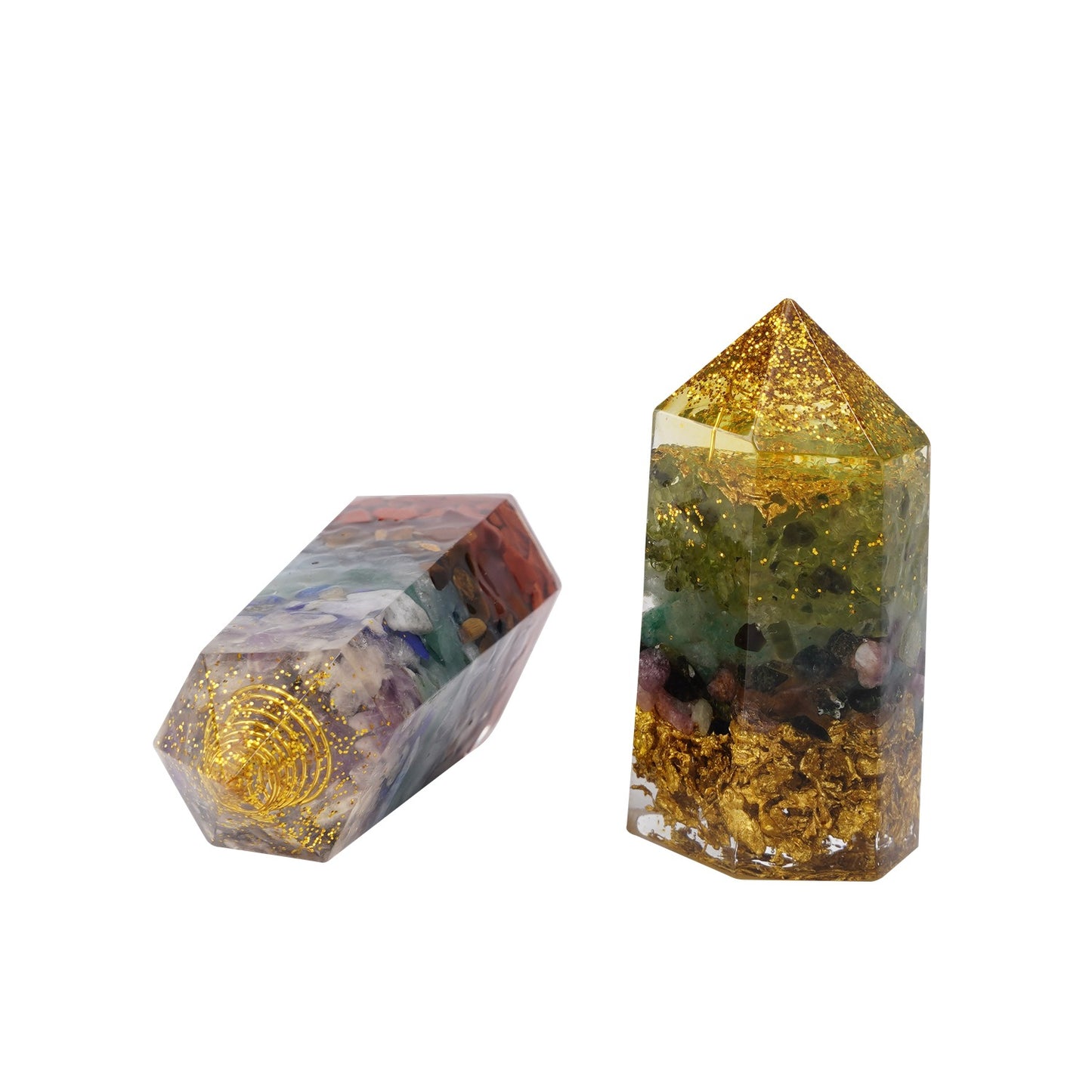 Adorno epoxi con piedra natural en bruto - Fragmentos de cristal