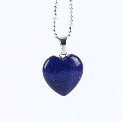 Collier avec pendentif cœur en pierre bleue