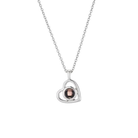 Collier en Argent 925 avec Projection Photo - Cœur Romantique Personnalisé