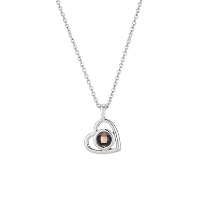 Collier en Argent 925 avec Projection Photo - Cœur Romantique Personnalisé