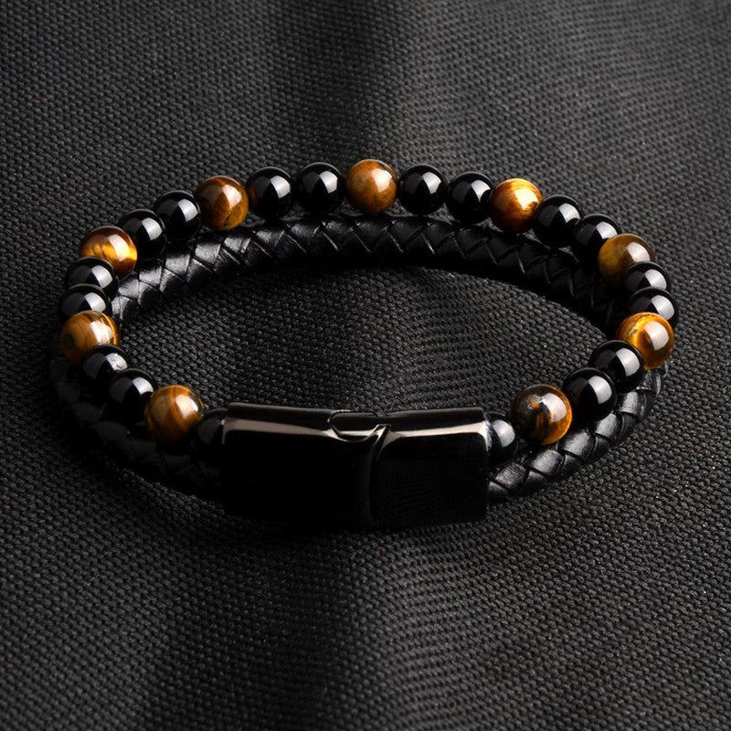 Natural Leather Marnau Bracelet: Geometric Style and Balancing Energy