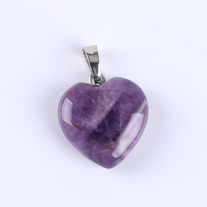 Pendentif cœur en pierre violette naturelle