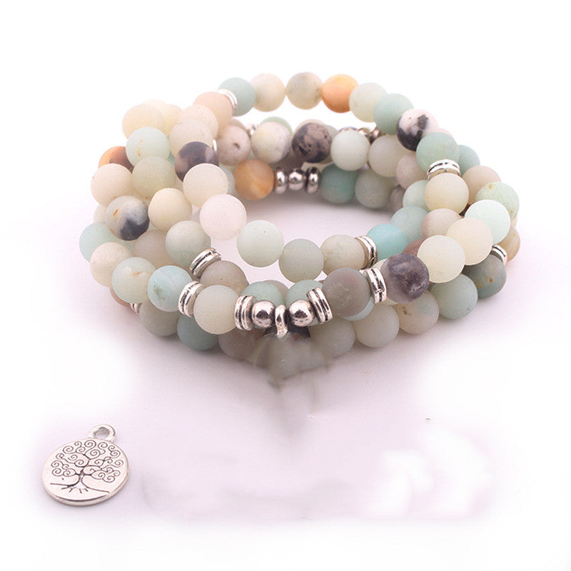 Mattierte Halskette, Naturstein-Armband, Yoga-Schmuck