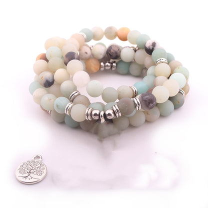 Mattierte Halskette, Naturstein-Armband, Yoga-Schmuck