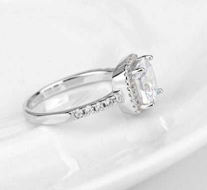 Bague en Argent Sterling 925 avec Diamant Carré – Élégance Intemporelle