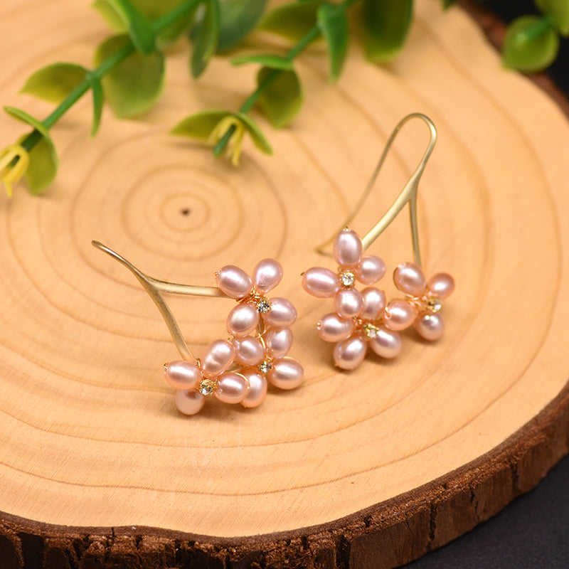 Boucles d'Oreilles en Perles d'Eau Douce Naturelles – Design Original et Fait Main