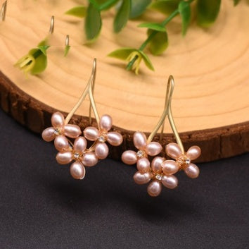 Boucles d'Oreilles en Perles d'Eau Douce Naturelles – Design Original et Fait Main