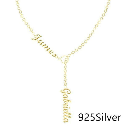 Collier en argent 925 doré avec noms James et Gabriella