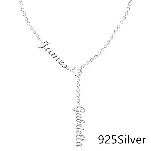 Collier personnalisé argent 925 avec noms James et Gabriella