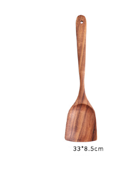 Ensemble de Cuillères et Écumoires en Bois de Teck Naturel (1-7 pièces) : Outils de Cuisine Élégants