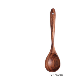 Ensemble de Cuillères et Écumoires en Bois de Teck Naturel (1-7 pièces) : Outils de Cuisine Élégants