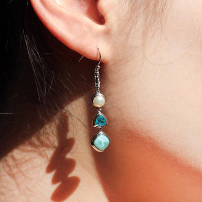 Earrings in Natural Sea Stone - Oceanic Elegance and Refined Style