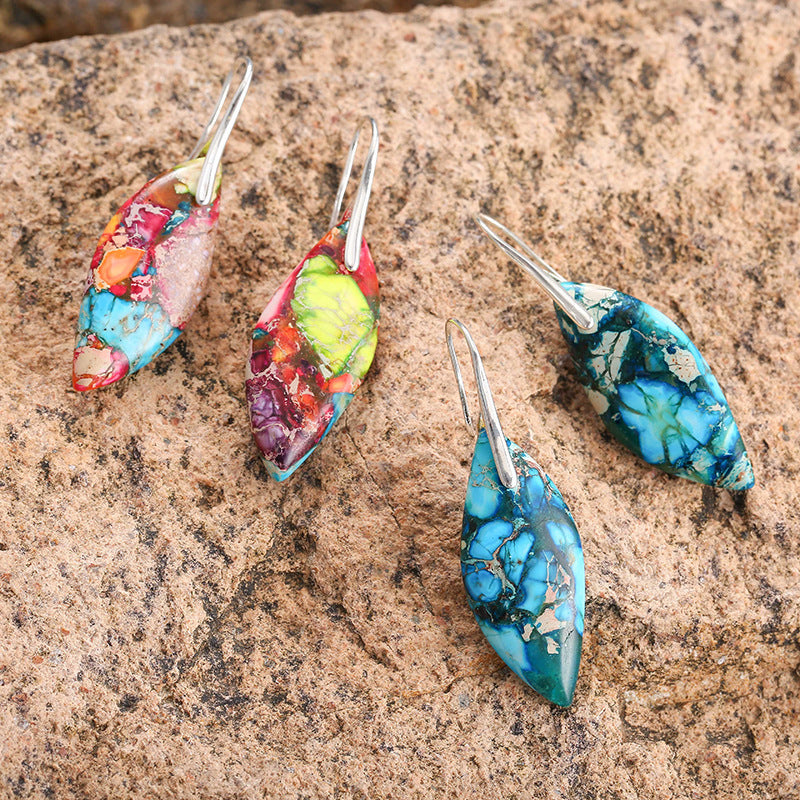 Boucles d'oreilles pendantes en pierre naturelle