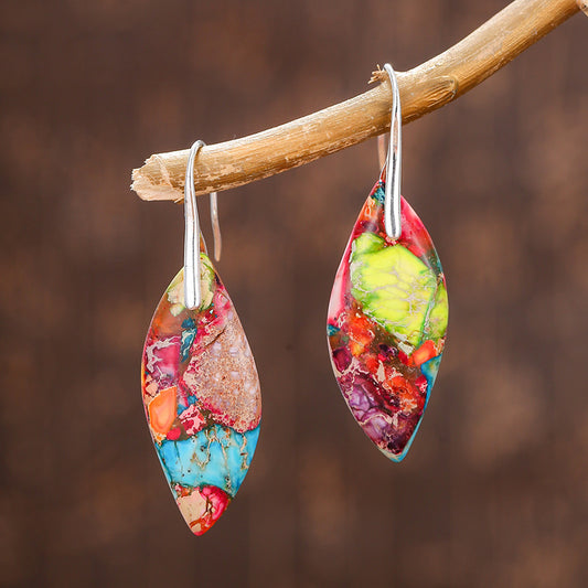 Boucles d'oreilles pendantes en pierre naturelle