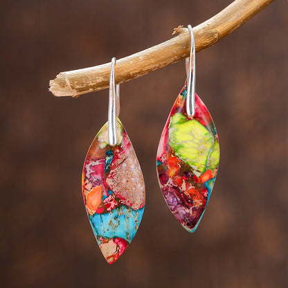 Boucles d'oreilles pendantes en pierre naturelle