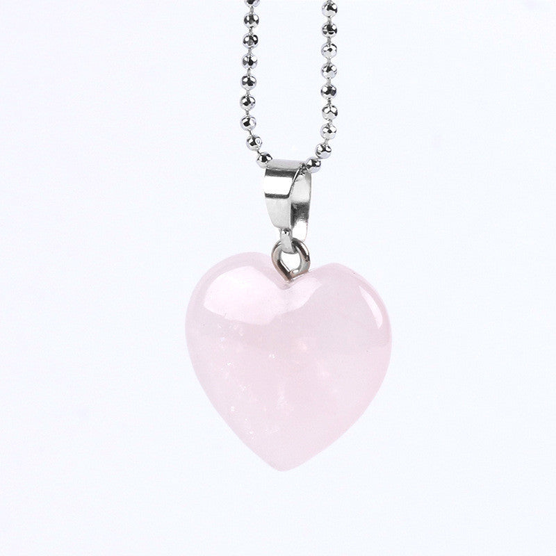 Collier avec pendentif cœur en pierre rose