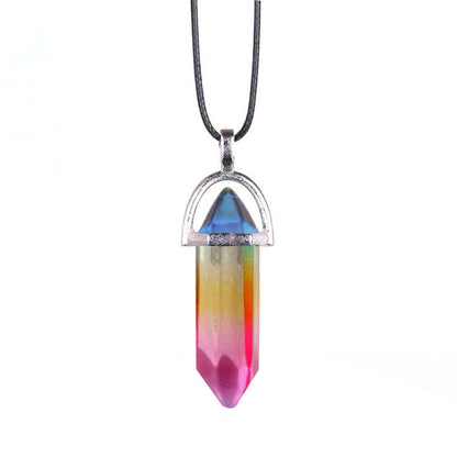 Collier en Pierre Naturelle – Pendentif Cristal Hexagonal en Agate