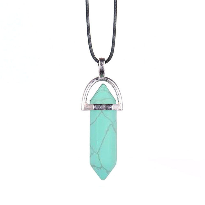 Collier en Pierre Naturelle – Pendentif Cristal Hexagonal en Agate