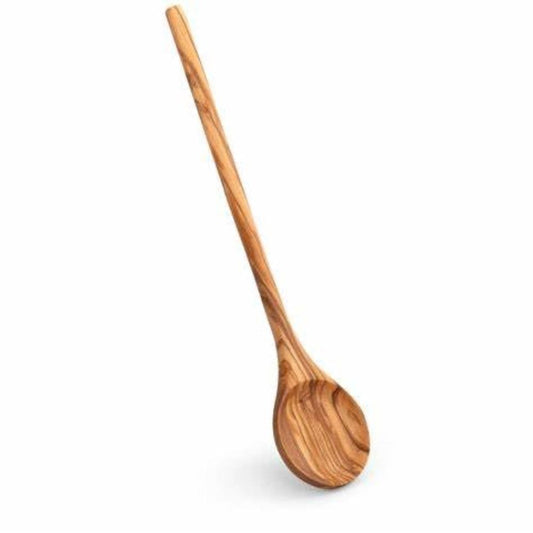 Zerazi | Grande Cuillère Ronde De Cuisine | Bois d’Olivier | 30cm | Écologique | Entièrement Fabriqué À La Main | Durable | Hygiénique