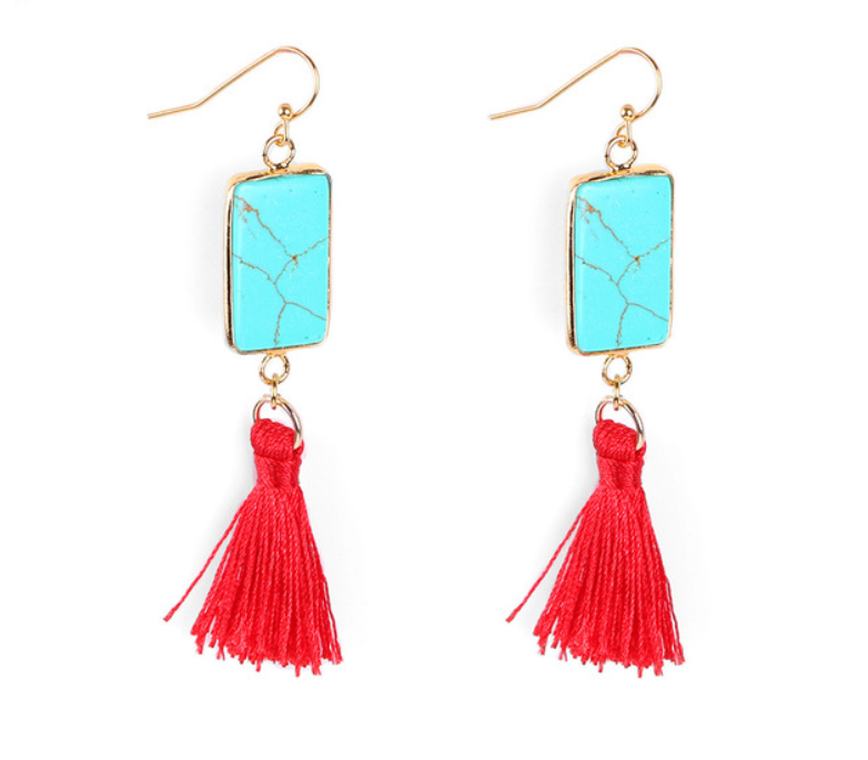 Earrings with Short Fringes in Natural Stone - Add an Exotic Touch to Your Style ✨