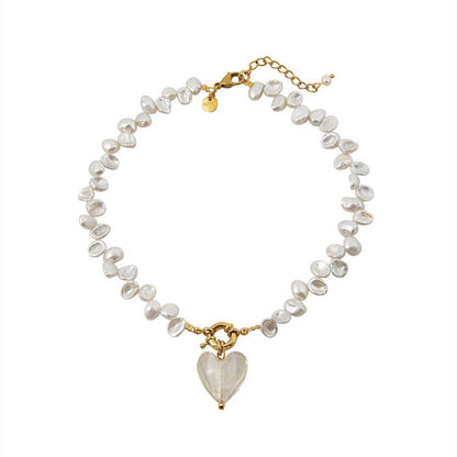 Collier en verre avec perle naturelle irrégulière - Un bijou rempli d'amour et d'élégance !