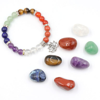 Bracelet en Cristal Naturel et Pierres Brutes Colorées - Ensemble Yoga